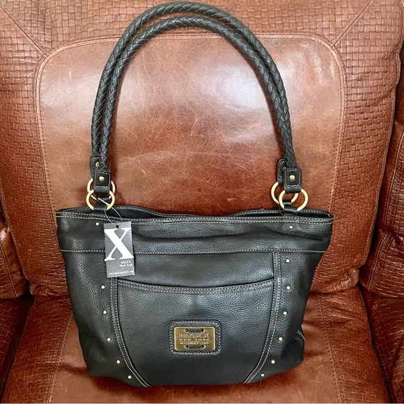 NWT MAXX New York Signature Spacious Genuine Leather Tote & Shoulder Bag - Picture 13 of 14